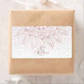 Elegant Roos Gouden Stippen Mandala Etiket (Insitu)