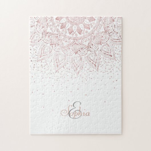 Elegant Roos Gouden Stippen Mandala Legpuzzel (Verticaal)