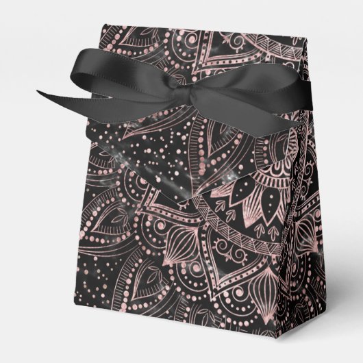 Elegant Roos Gouden Stippen Mandala Marmer Bedankdoosjes (Voorkant Zijde)