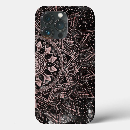 Elegant Roos Gouden Stippen Mandala Marmer Case-Mate iPhone Case (Achterkant)