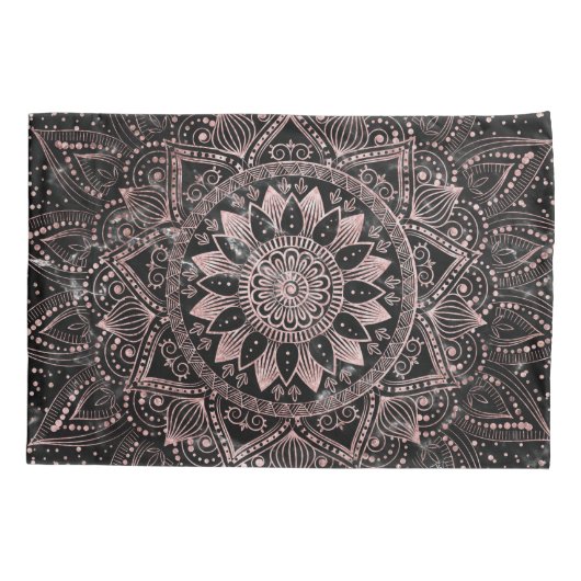 Elegant Roos Gouden Stippen Mandala Marmer Kussensloop (Achterkant)