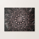 Elegant Roos Gouden Stippen Mandala Marmer Legpuzzel (Horizontaal)