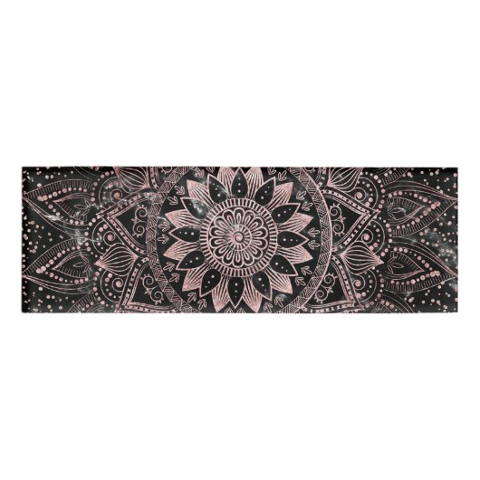Elegant Roos Gouden Stippen Mandala Marmer Naambadge (Voorkant)