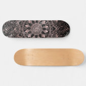 Elegant Roos Gouden Stippen Mandala Marmer Persoonlijk Skateboard (Horizontaal)