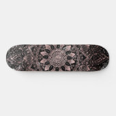 Elegant Roos Gouden Stippen Mandala Marmer Persoonlijk Skateboard (Horizontaal)