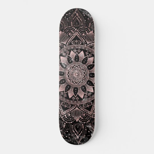 Elegant Roos Gouden Stippen Mandala Marmer Persoonlijk Skateboard (Voorkant)