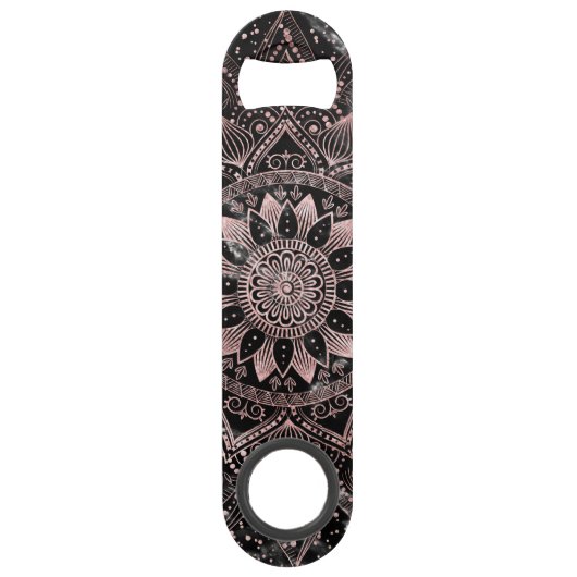 Elegant Roos Gouden Stippen Mandala Marmer Speed Flessenopener (Voorkant)