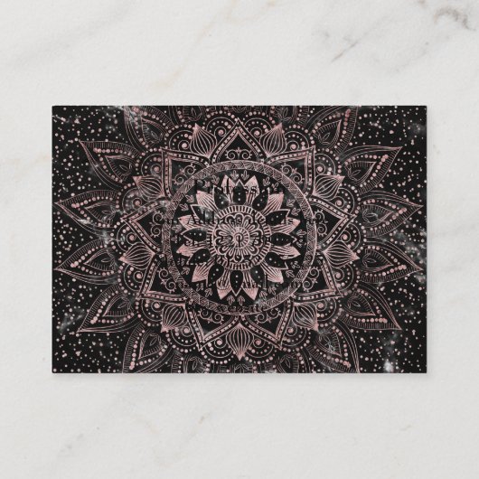 Elegant Roos Gouden Stippen Mandala Marmer Visitekaartje (Achterkant)
