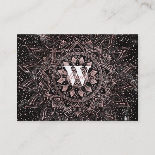 Elegant Roos Gouden Stippen Mandala Marmer Visitekaartje (Voorkant)