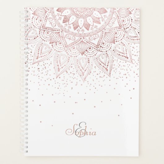 Elegant Roos Gouden Stippen Mandala Planner (Voorkant)