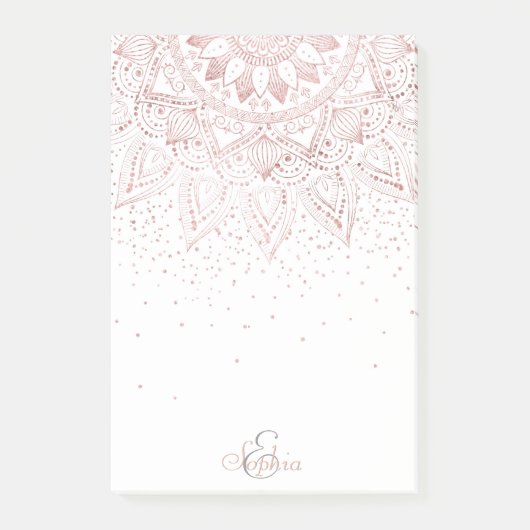 Elegant Roos Gouden Stippen Mandala Post-it® Notes (Voorkant)