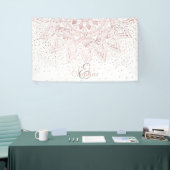 Elegant Roos Gouden Stippen Mandala Spandoek (Beurs)