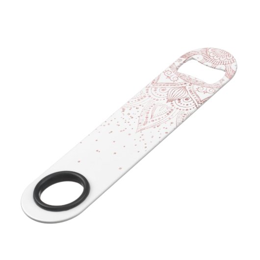 Elegant Roos Gouden Stippen Mandala Speed Flessenopener (Achterkant Gekanteld)