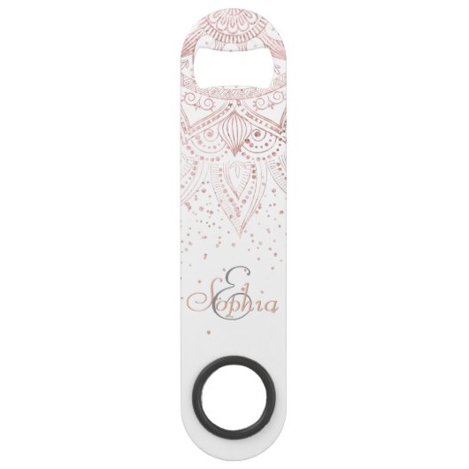Elegant Roos Gouden Stippen Mandala Speed Flessenopener (Voorkant)