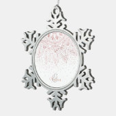 Elegant Roos Gouden Stippen Mandala Tin Sneeuwvlok Ornament (Rechts)