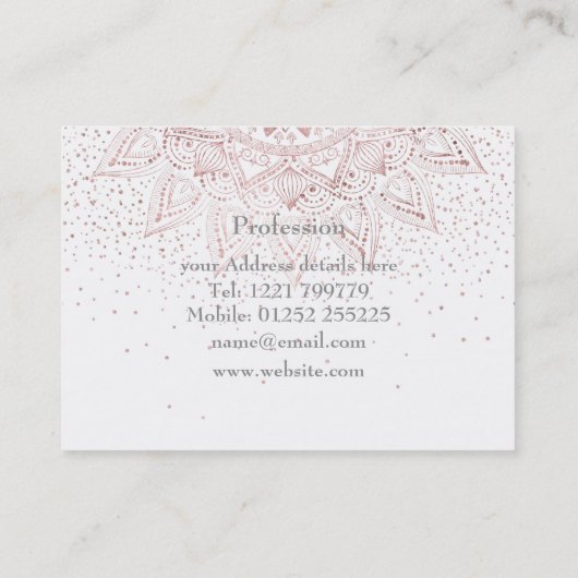 Elegant Roos Gouden Stippen Mandala Visitekaartje (Achterkant)