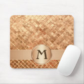 Elegant Roos Gouden Tegel Patroon Monogrammed Muismat (Met muis)