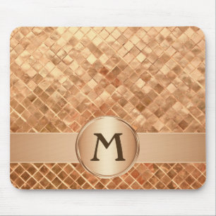 Elegant Roos Gouden Tegel Patroon Monogrammed Muismat