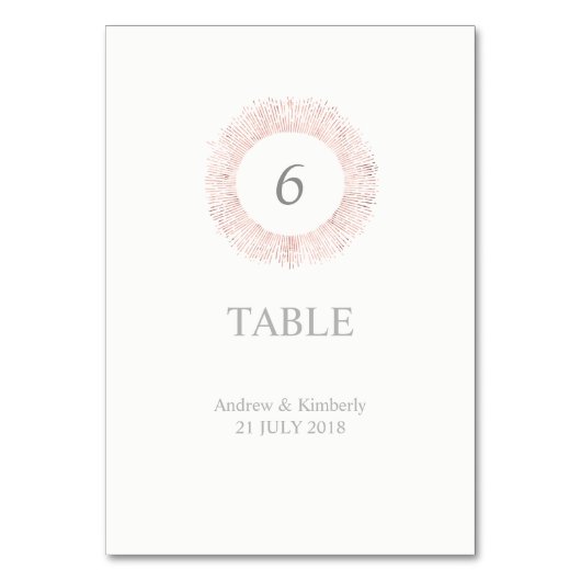 Elegant roos gouden trouwtafel nummer kaart (Voorkant)