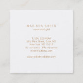 Elegant Roos gouden veer turquoise blauw linnen Vierkante Visitekaartje (Achterkant)