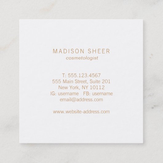 Elegant Roos gouden veer turquoise blauw linnen Vierkante Visitekaartje (Achterkant)