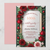 Elegant Roos Gouden Waterverf Bloemen 100e Verjaar Kaart (Voorkant / Achterkant)