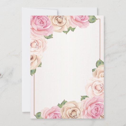 Elegant Roos Gouden Waterverf Bloemen 60ste Verjaa Kaart (Achterkant)