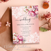 Elegant Roos Gouden Waterverf Bloemen Huwelijk Kaart