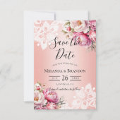 Elegant Roos Gouden Waterverf Bloemen Huwelijk Save The Date (Voorkant)