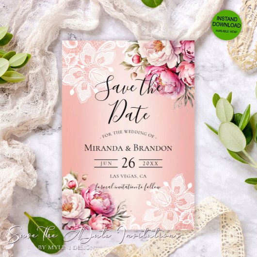 Elegant Roos Gouden Waterverf Bloemen Huwelijk Save The Date