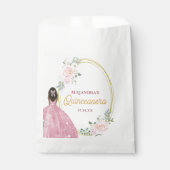 Elegant Roos Gouden Waterverf Bloemen Quinceanera Bedankzakje (Voorkant)