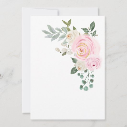 Elegant Roos Gouden Waterverf Bloemen Quinceanera Kaart (Achterkant)