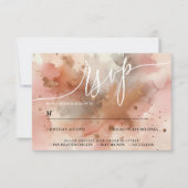 Elegant Roos Gouden Waterverf Bruiloft RSVP Kaartje (Voorkant)