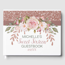 Elegant Roos Gouden Waterverf Sweet Sixteen Gastenboek
