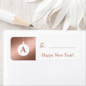 Elegant roos gouden xmas bal monogram cadeau label (Insitu)