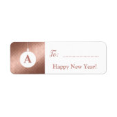 Elegant roos gouden xmas bal monogram cadeau label (Voorkant)