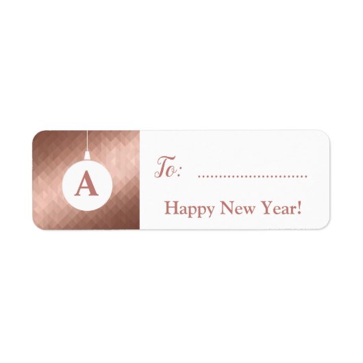 Elegant roos gouden xmas bal monogram cadeau label (Voorkant)