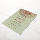 Elegant Roos gouden zonnebloem bruiloft Folie Uitnodiging (Gedraaid)