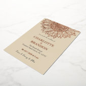 Elegant Roos gouden zonnebloem bruiloft Folie Uitnodiging (Gedraaid)