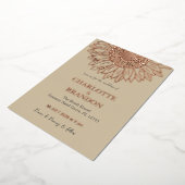 Elegant Roos gouden zonnebloem bruiloft Folie Uitnodiging (Gedraaid)