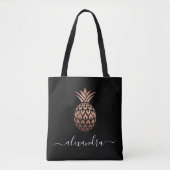 Elegant roos gouden zwarte anananas tote bag (Voorkant)
