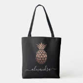 Elegant roos gouden zwarte anananas tote bag (Achterkant)