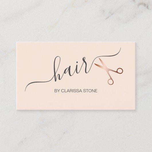 Elegant roos gouden zwarte roze schaar visitekaartje (Voorkant)