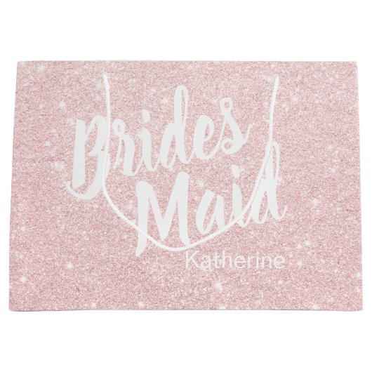 Elegant  roos goudglitter bruidsmeisje groot cadeauzakje (Voorkant)