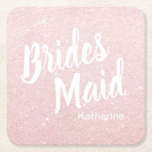 Elegant  roos goudglitter bruidsmeisje kartonnen onderzetters (Voorkant)