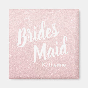 Elegant roos goudglitter bruidsmeisje magneet