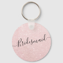 Elegant  roos goudglitter bruidsmeisje sleutelhanger