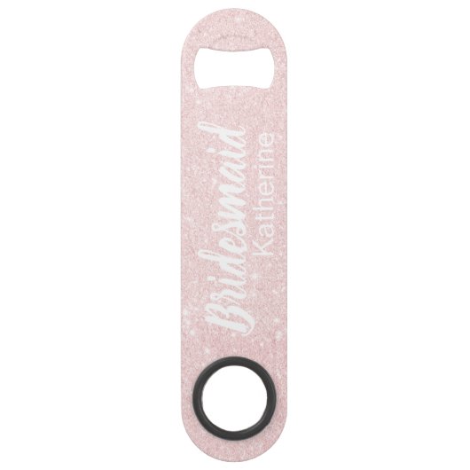 Elegant roos goudglitter bruidsmeisje speed flessenopener (Achterkant)