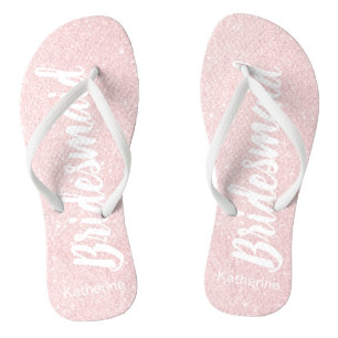 Elegant  roos goudglitter bruidsmeisje teenslippers