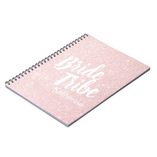 Elegant roos goudglitter bruidtribe notitieboek (Linkerzijde)